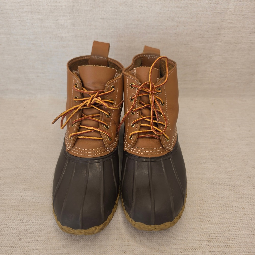 LL Bean 6 Inch Bean Boots woman's 10.5 Tan Brown Leather Waterproof Duck Boots
